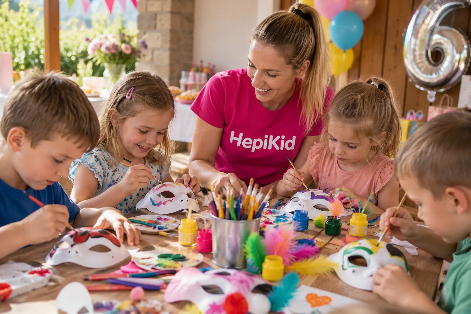 HepiKid animatorka z otroki ustvarja pisane maske
