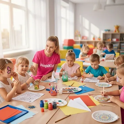 Otroci na šolski ustvarjalni delavnici