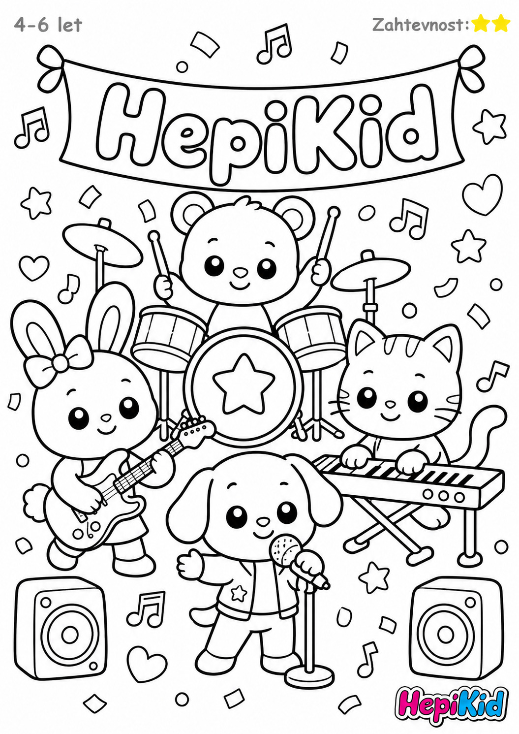 Pobarvanka hepikid za otroke 4–6 let