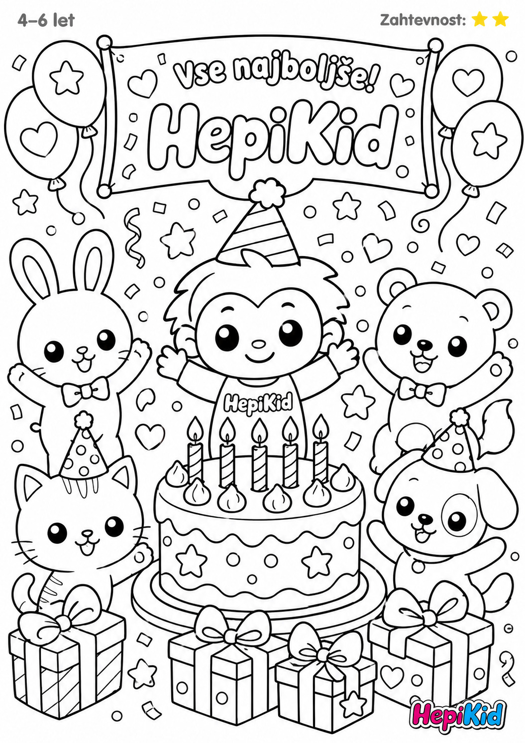 Pobarvanka hepikid za otroke 4–6 let
