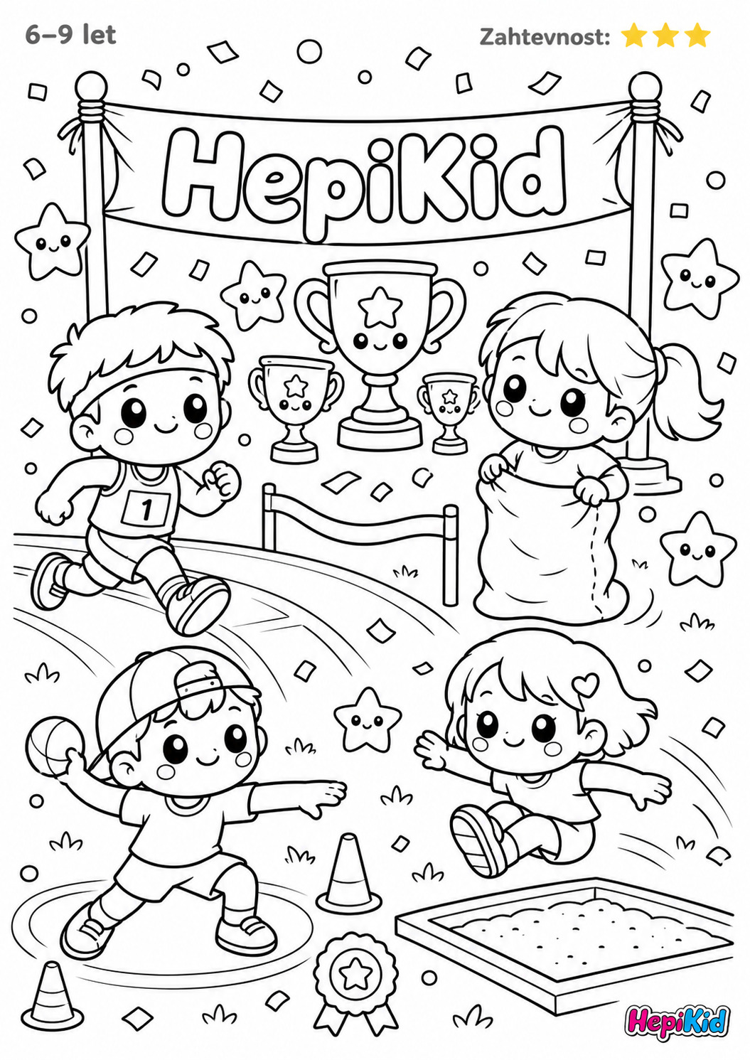 Pobarvanka hepikid za otroke 6–9 let