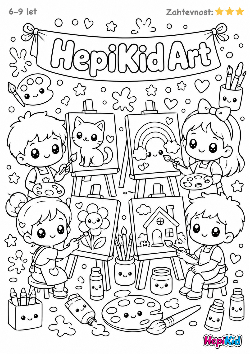 Pobarvanka hepikid za otroke 6–9 let