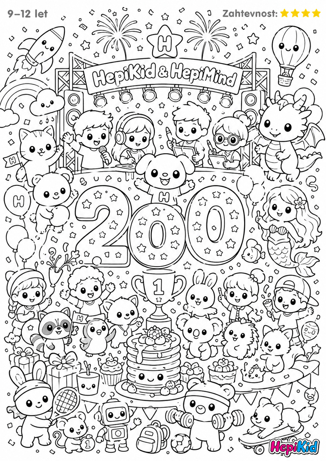 Pobarvanka hepikid za otroke 9–12 let